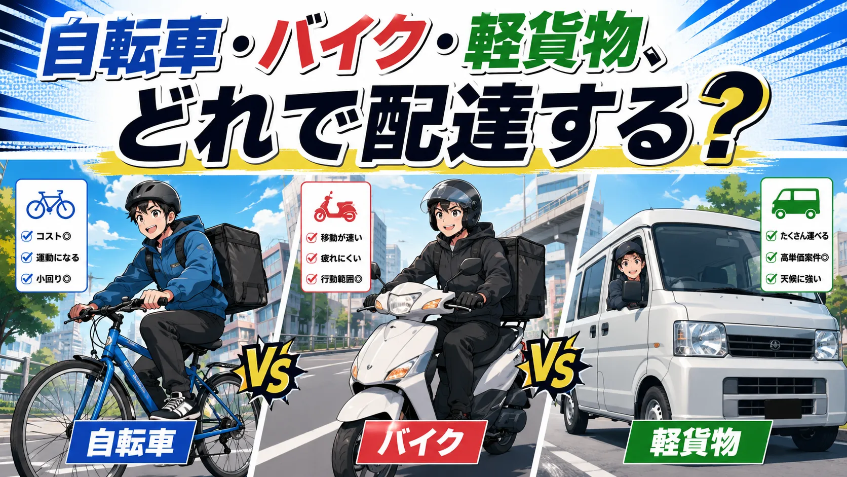 自転車とバイクどっちで始める？
